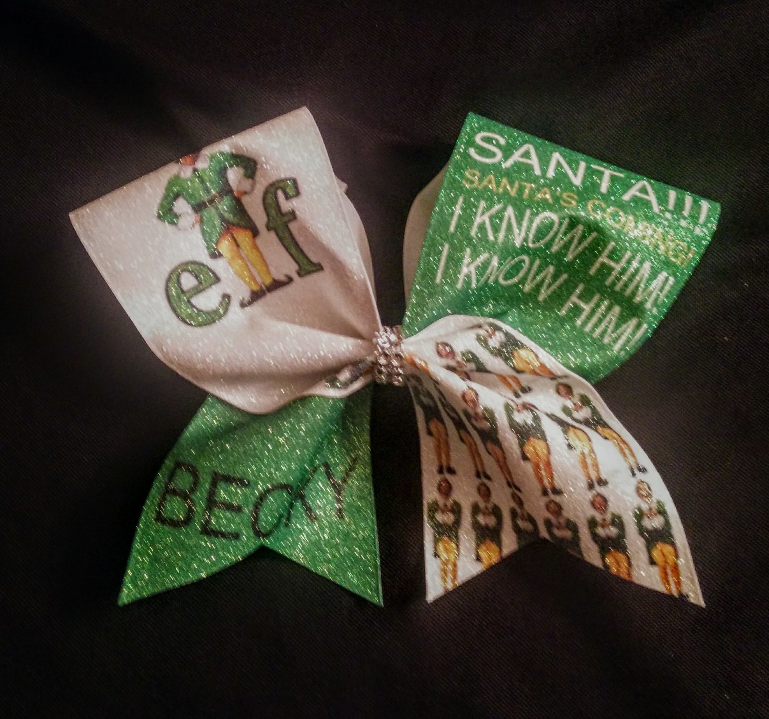 Elf I Know Him PERSONALIZED Glitter Bow