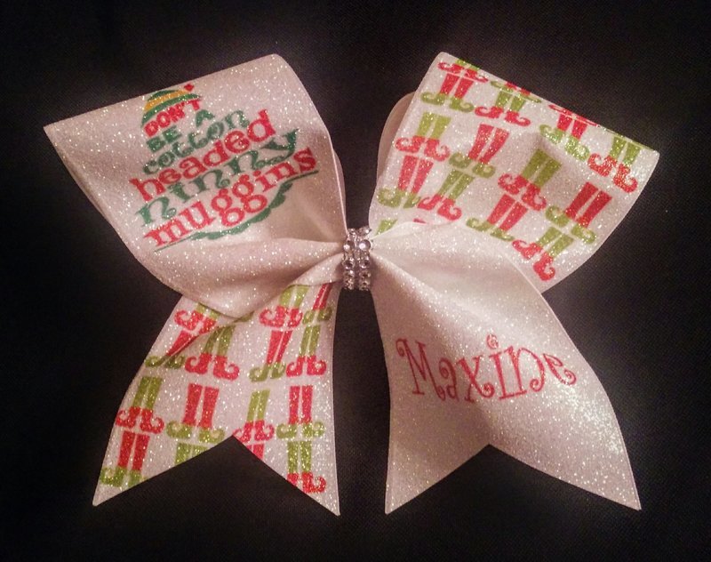 Elf Ninny Muggins PERSONALIZED Glitter Bow