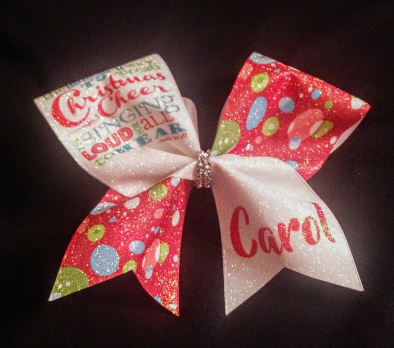 Elf Christmas Cheer PERSONALIZED Glitter Bow
