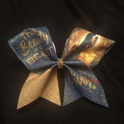 Beauty and the Beast PERSONALIZED Glitter Bow