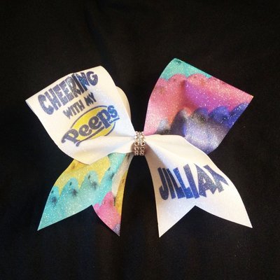 Cheering Peeps PERSONALIZED Glitter Bow