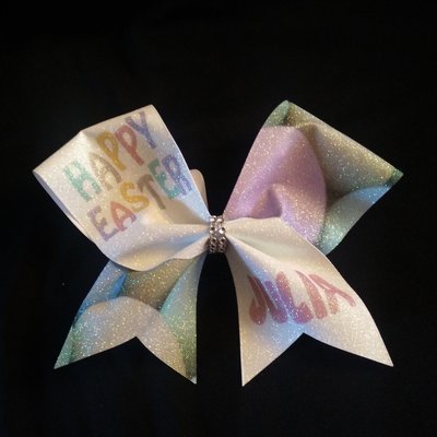 Happy Easter PERSONALIZED Glitter Bow