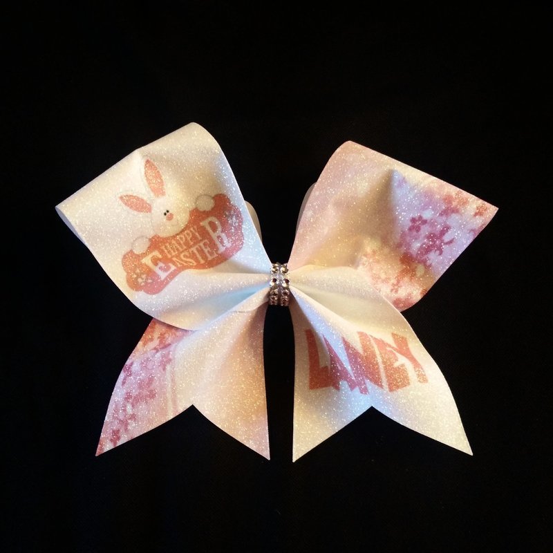 Happy Easter Bunny PERSONALIZED Glitter Bow
