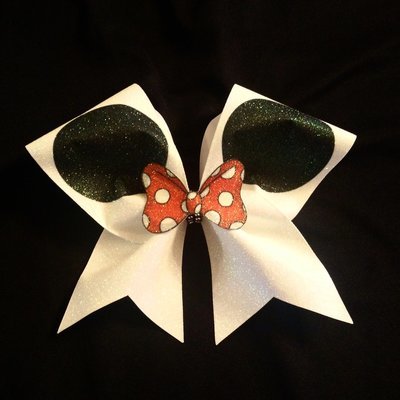White Minnie Ears Glitter Bow