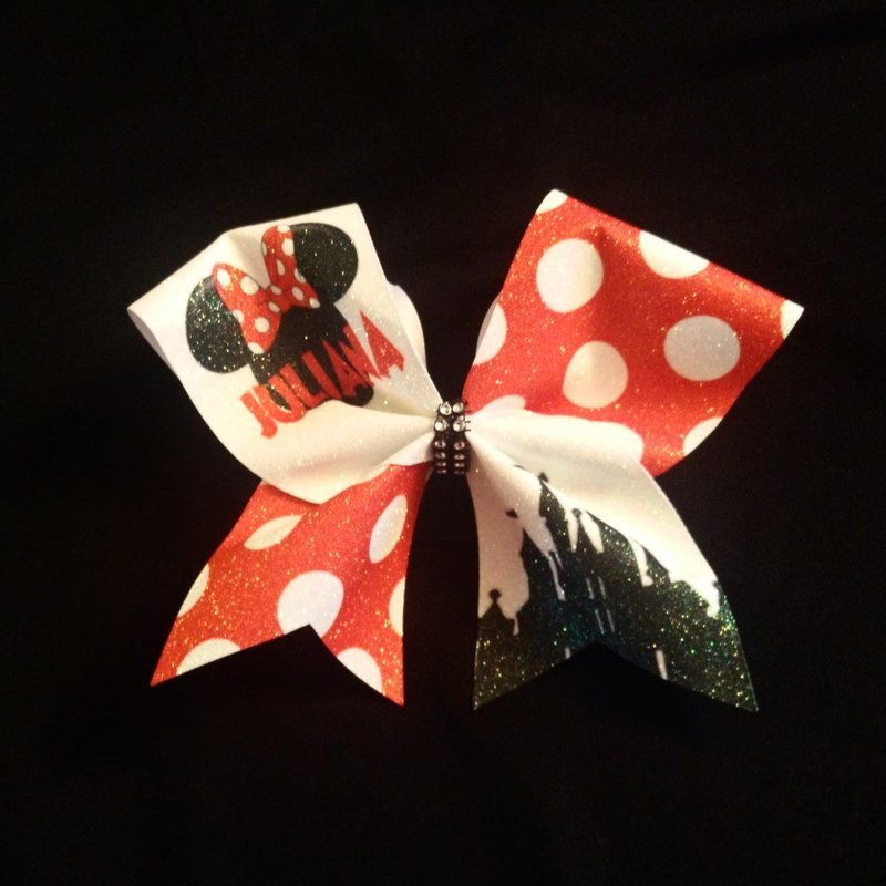 Minnie Red Polka PERSONALIZED Glitter Bow