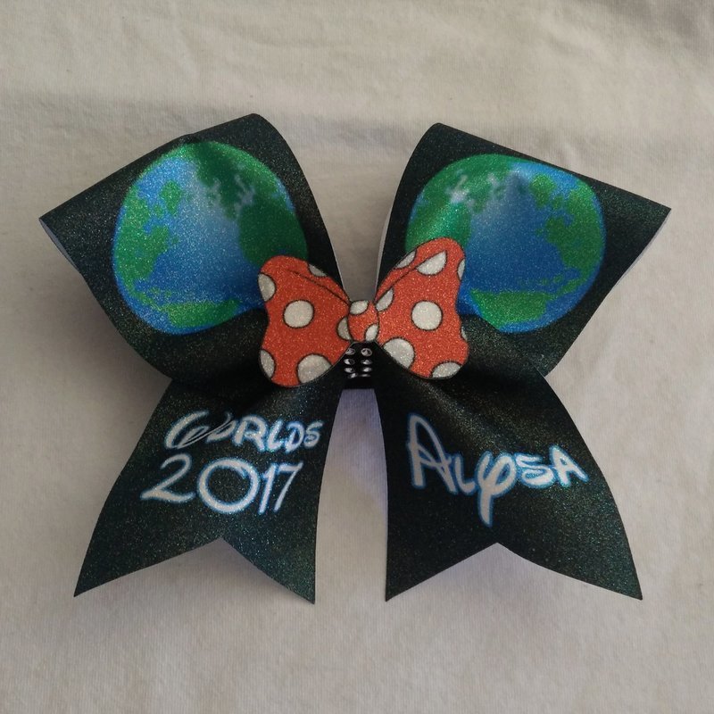 Globe Minnie PERSONALIZED Glitter Bow