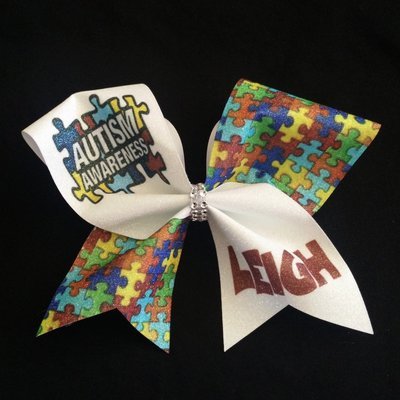 Autism PERSONALIZED Glitter Bow