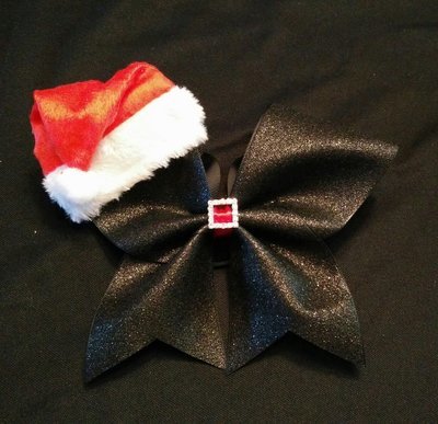 Santa Hat Black Glitter Bow