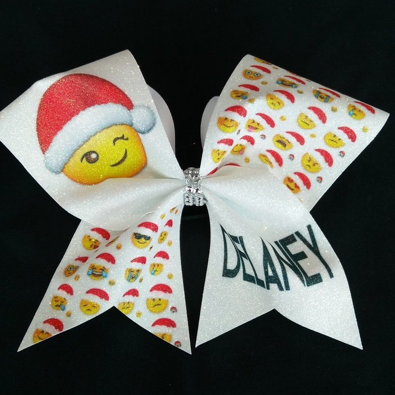 Christmas Emoji PERSONALIZED Bow