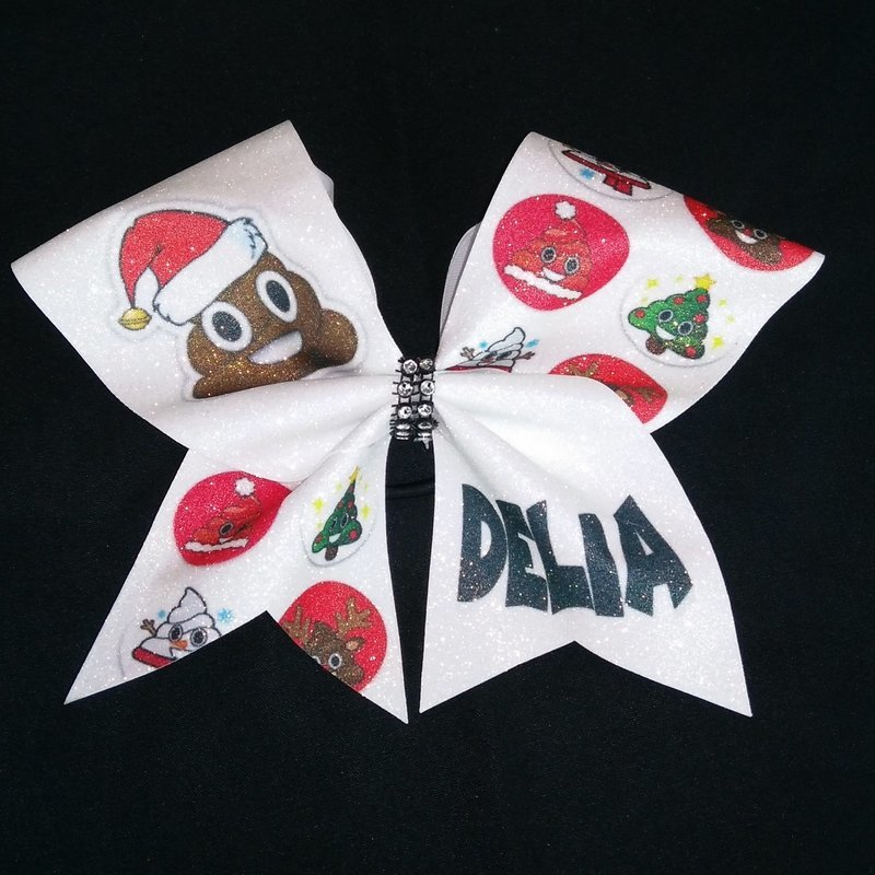 Christmas Poop Emoji PERSONALIZED Bow