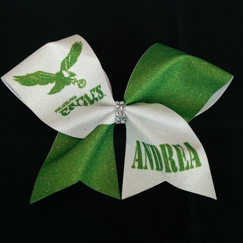 Kelly Green Philadelphia Eagles PERSONALIZED Glitter Bow