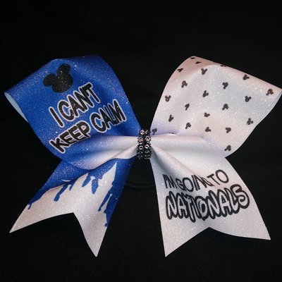 Blue Going to Nationals PERSONALIZED Glitter Bow