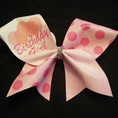 Pink Birthday Girl PERSONALIZED Glitter Bow