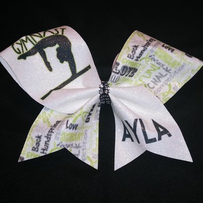Lime Gymnast PERSONALIZED Glitter Bow