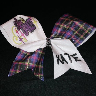 Dance Plaid PERSONALIZED Glitter Bow