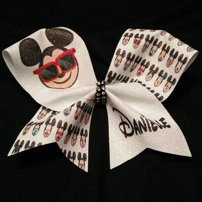 Mickey Emoji PERSONALIZED Glitter Bow