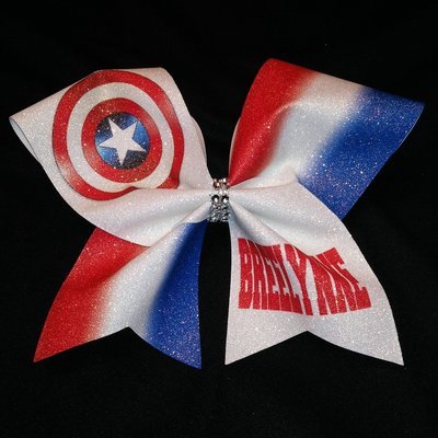 Captain America PERSONALIZED Glitter Bow