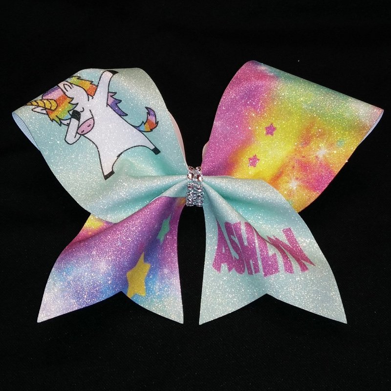 Dabbing Unicorn PERSONALIZED Glitter Bow