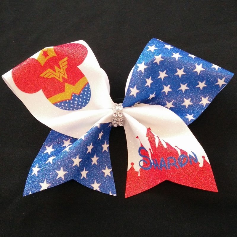 Wonder Woman Castle PERSONALIZED Glitter Bow