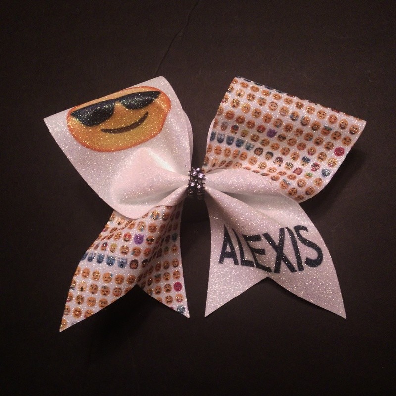 Emoji PERSONALIZED Glitter Bow
