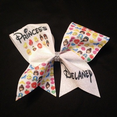 Disney Princess Emoji PERSONALIZED Glitter Bow