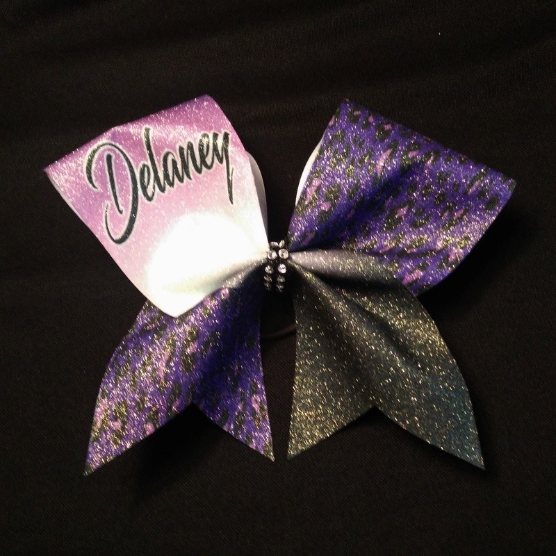 Purple Leopard PERSONALIZED Glitter Bow