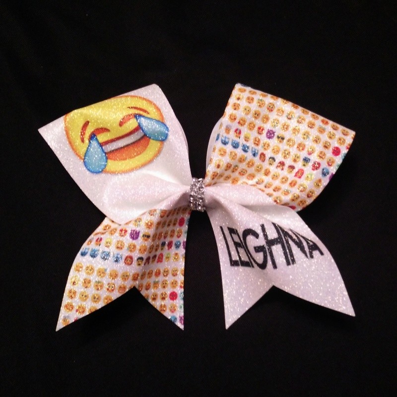 Laugh Cry Emoji PERSONALIZED Glitter Bow