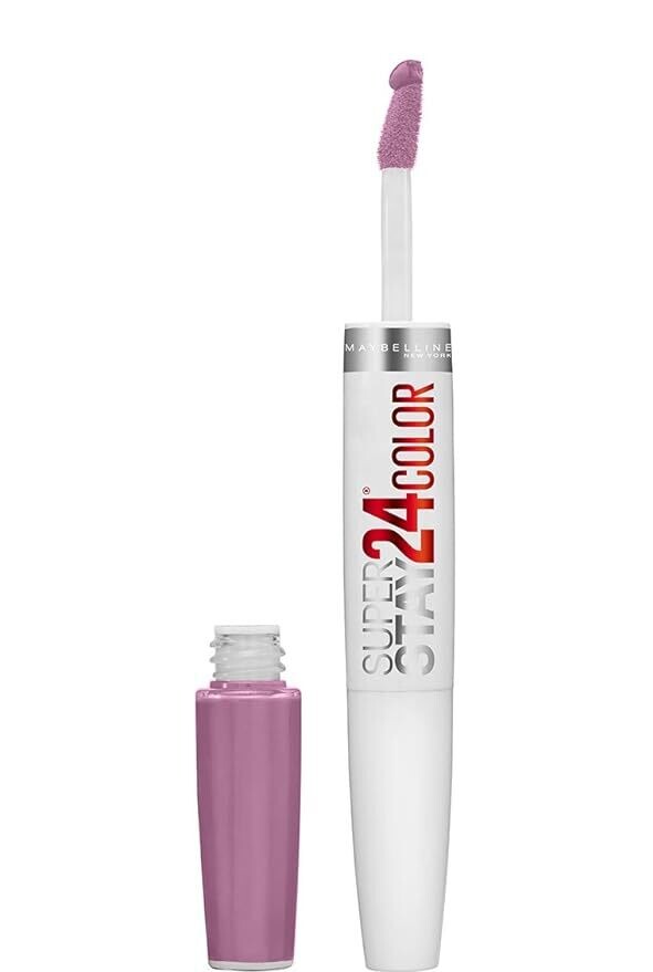 MAYBELLINE SuperStay 24 - Lápiz labial líquido de 2 pasos, labial altamente pigmentado de larga duración con bálsamo hidratante 085 Lastin lila