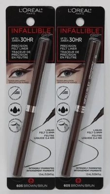 L&#39;Oreal Paris Infallible Grip - Lápiz delineador de ojos de liquido mecánico, resistente a las manchas, maquillaje de ojos impermeable con hasta 36 horas de uso, 605 Brown/Brun 0.01 onzas