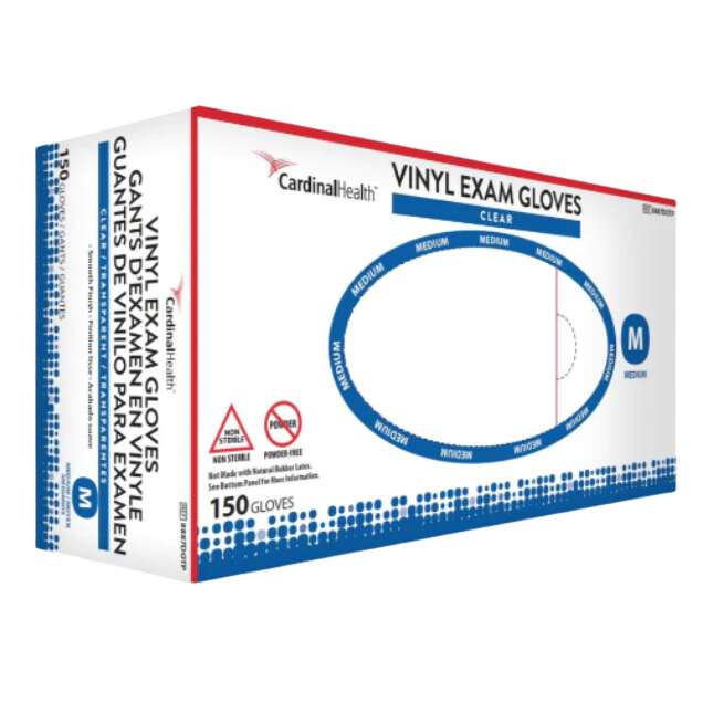 Guantes de examen de vinilo transparente CardinalHealth