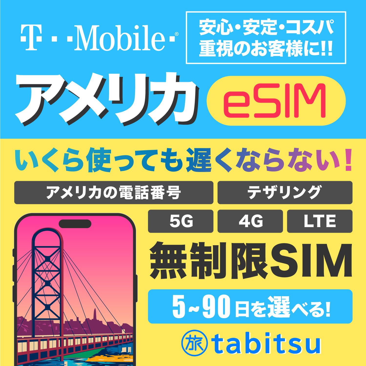 T-Mobile eSIM（アメリカ、ハワイ）