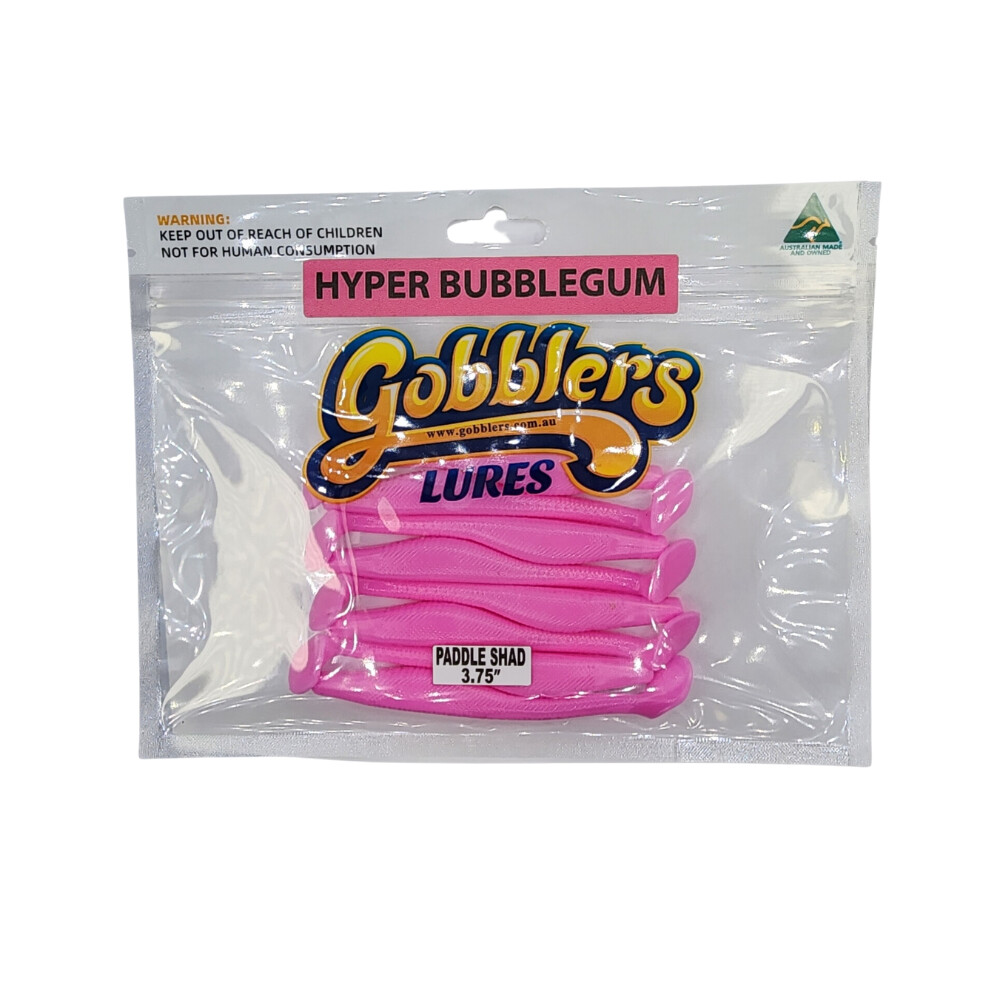 GOBBLERS LURES 3.75&quot; Paddle Shad, Colour: Hyper Bubble Gum