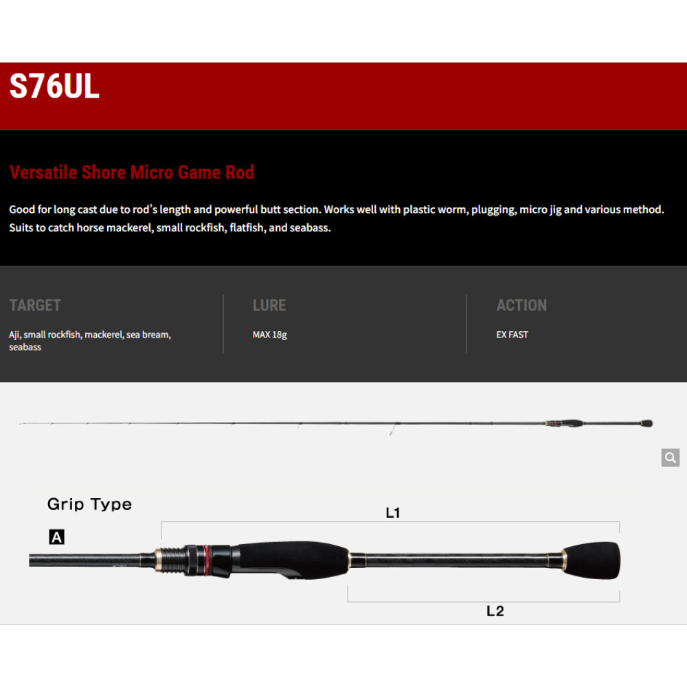 TAILWALK RODS SSD Micro Gamer Spinning Rod, Model: S70UL