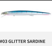 LUCKY CRAFT X TAILWALK LURES Sea Finger Minnow 113F, Colour: #03 GLITTER SARDINE
