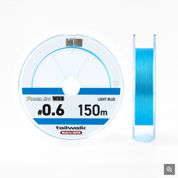 TAILWALK BRAID LINE POWEREYE Light Blue WX8 150m, PE/Strength: 0.6 14lb