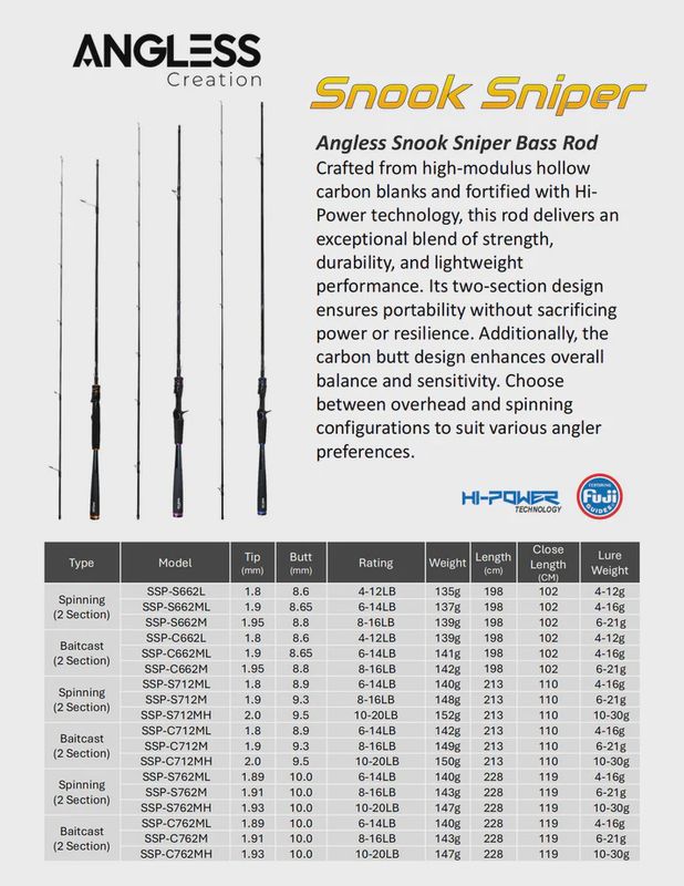 ANGLESS SNOOK SNIPER BASS ROD