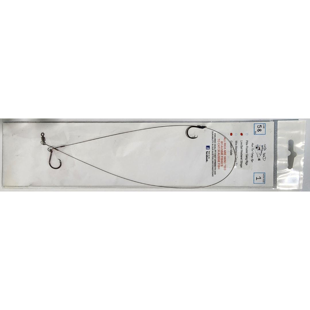 NOB HEAD Live Bait Mackerel Stinger Rig, Size/Strength: 1 58lb