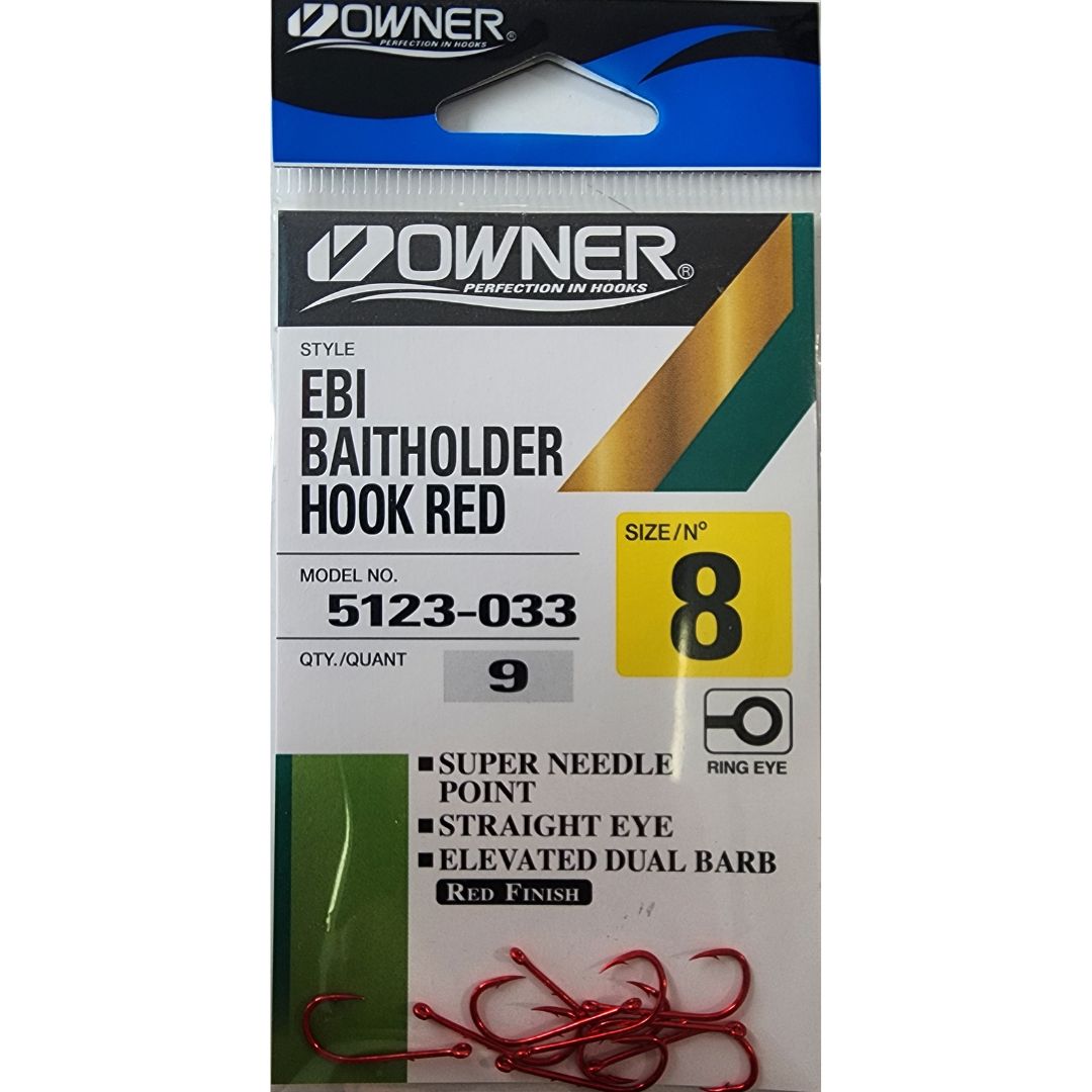 OWNER EBI Baitholder Hook (Red), Size: #8