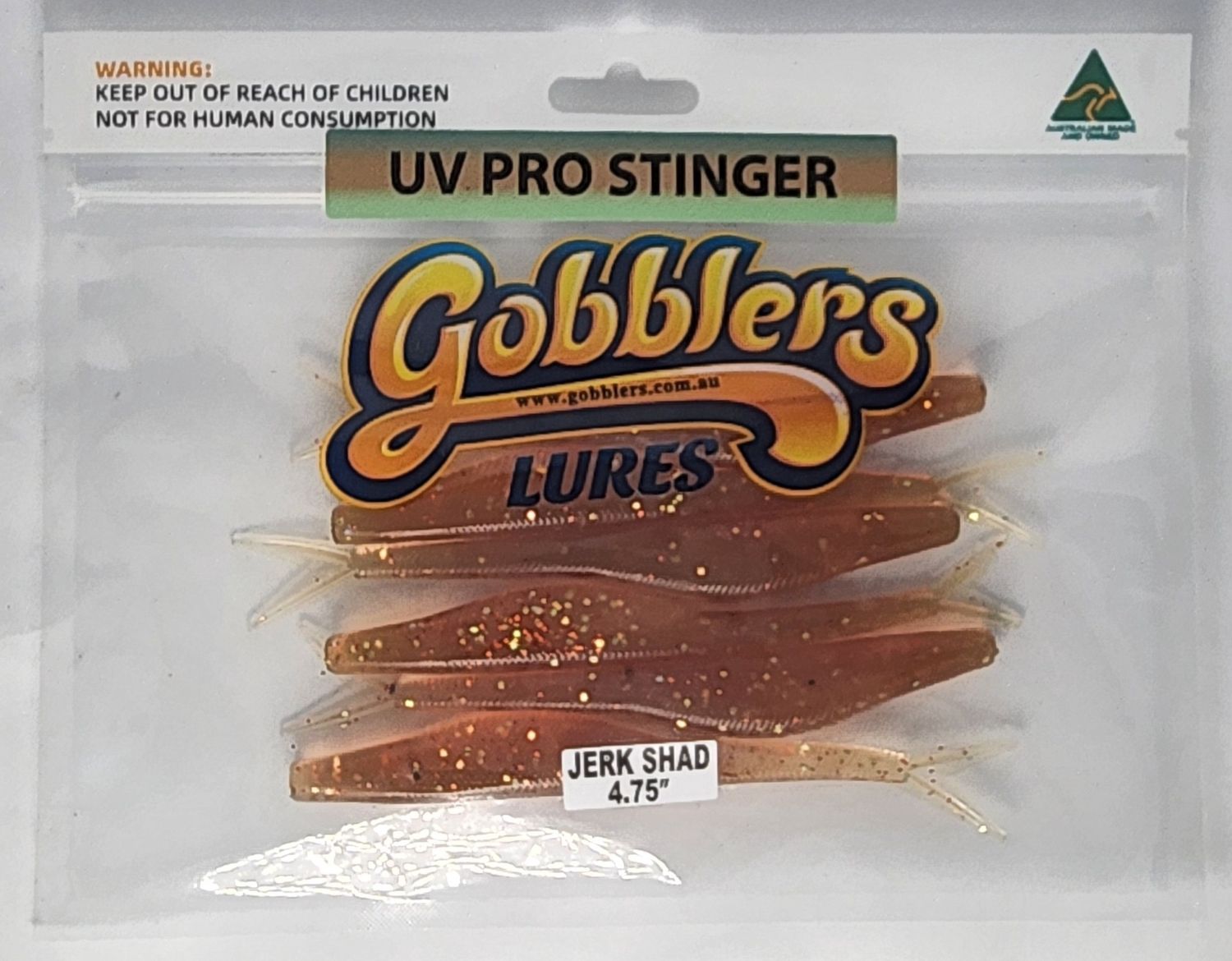 GOBBLERS LURES 4.75" Jerk Shad, Colour: UV Pro Stinger