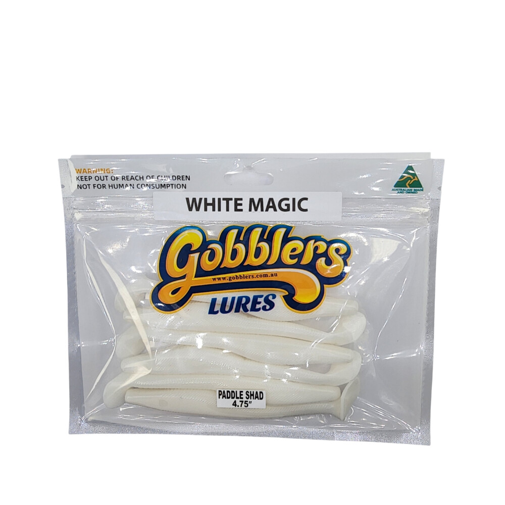 GOBBLERS LURES 4.75" Paddle Shad, Colour: White Magic