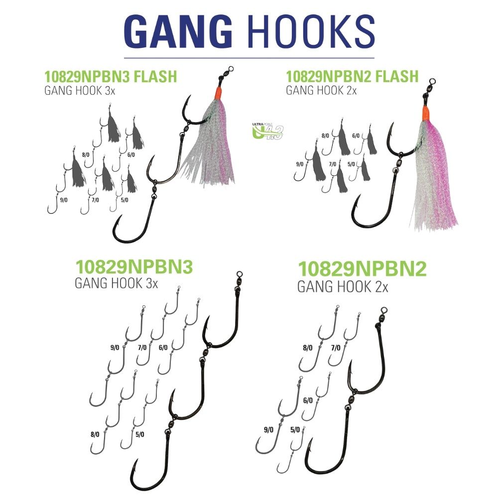 MUSTAD GANG HOOKS FLASH BIG GUN DOUBLES