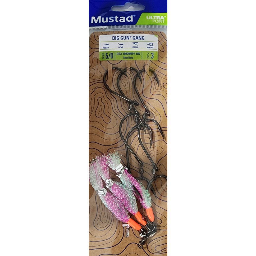 MUSTAD GANG HOOKS FLASH BIG GUN TRIPLE, Size: 5/0