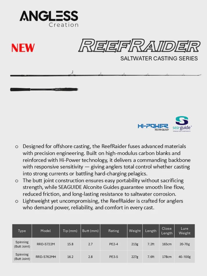 ANGLESS REEFRAIDER OFFSHORE CASTING ROD