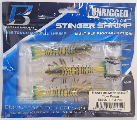 BARAMBAH STINGER SHRIMP 90mm UNRIGGED, Colour: TIGER PRAWN