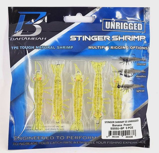 BARAMBAH STINGER SHRIMP 55mm UNRIGGED, Colour: BANANA PRAWN