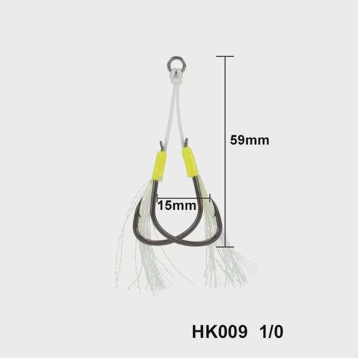 SUPERSE IRONHOOK LONG TEFLON TWIN ASSIST HK009, Size: 1/0