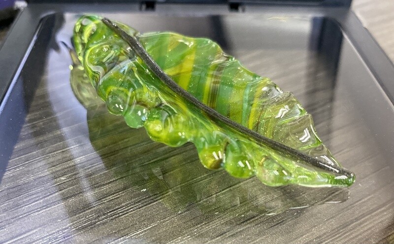 PH Glass Studio- Feather Pendent, Color: Green w/ Yellow