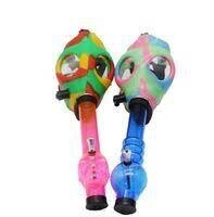 Gas Mask w/ Acrylic Water Pipe- 10.25&quot;, Design: Tie-Dye