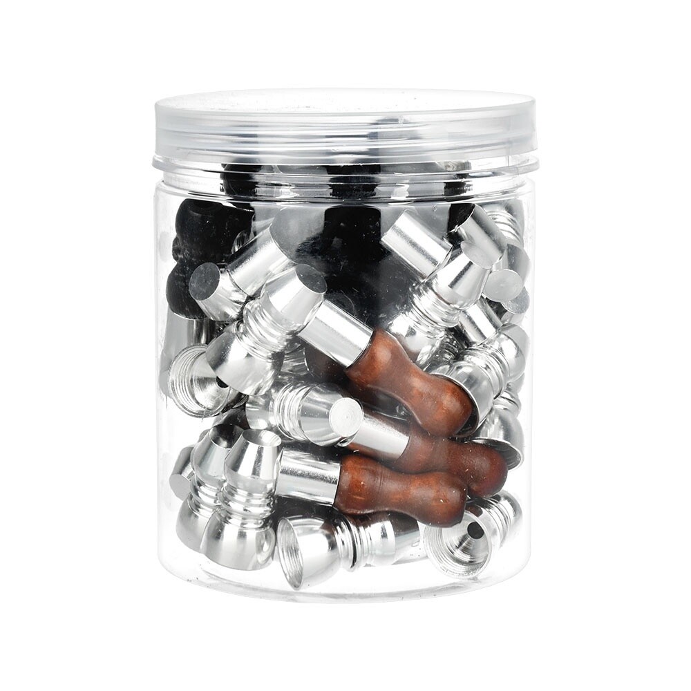 2&quot; Mini Metal Hand Pipe w/ Wooden Mouthpiece