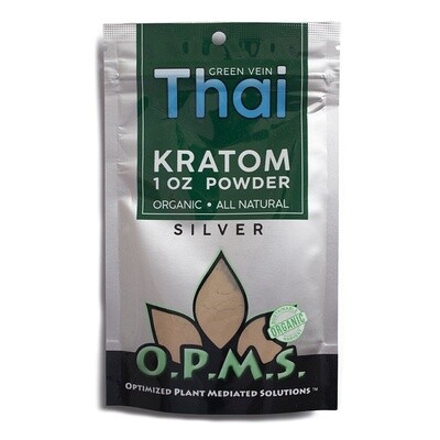 O.P.M.S. Kratom Silver Green Vein Thai Powder 1oz